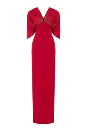 Sheath-V-Neck-Velvet-Satin-Floor-Length-Dress-TRACY-STUDIO-alleiz-7