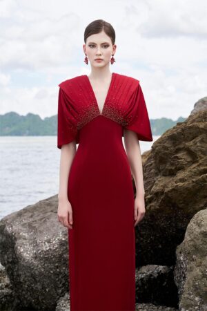 Sheath-V-Neck-Velvet-Satin-Floor-Length-Dress-TRACY-STUDIO-alleiz-8