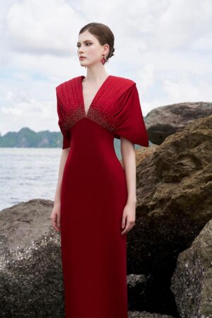 Sheath-V-Neck-Velvet-Satin-Floor-Length-Dress-TRACY-STUDIO-alleiz-9