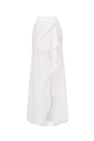 Slit-Gathered-Silk-Chiffon-Floor-Length-Skirt-BELOVED-alleiz