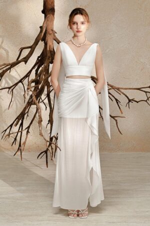 Slit-Gathered-Silk-Chiffon-Floor-Length-Skirt-BELOVED-alleiz-5