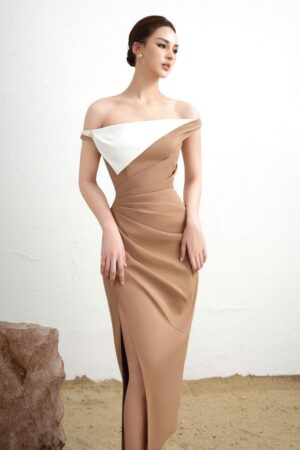 Slit-Off-Shoulder-Twill-Ankle-Length-Dress-DeNio-alleiz-3
