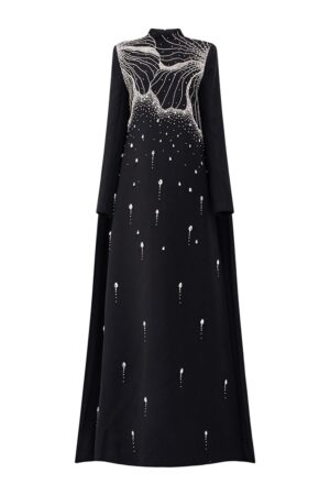 Straight-Extended-Flap-Velvet-Satin-Floor-Length-Dress-TRACY-STUDIO-alleiz