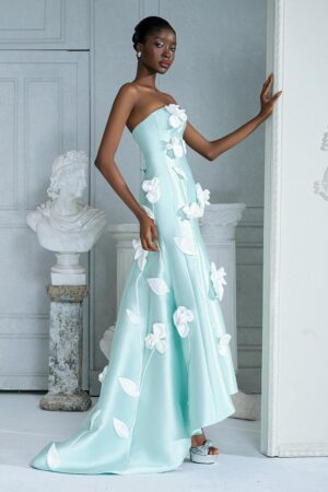Strapless-Flower-Applique-Taffeta-High-low-Dress-RITARA-alleiz-4