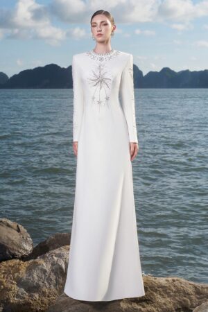 Sun-A-line-Round-Neck-Crepe-Floor-Length-Dress-TRACY-STUDIO-alleiz-5