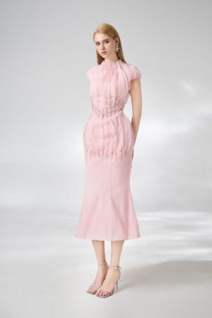 Trumpet-High-Neck-Organza-Midi-Dress-Happy-Clothing-alleiz-4