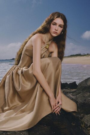 Wood-Fit-and-Flare-Crossover-Neck-Taffeta-Ankle-Length-Dress-LINH-PHUNG-alleiz-4