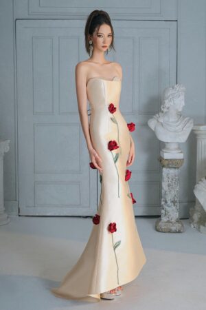 Rose-Mermaid-Semi-Heart-Neck-Taffeta-Floor-Length-Dress-RITARA-alleiz-4