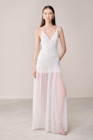 Drop-Waist-Spaghetti-Strap-Organza-Spandex-Maxi-Dress-White-Plan-alleiz